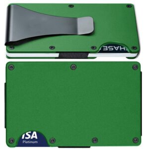 Bright Green Titanium Carbon Fiber RFID Blocking Wallet With Clip