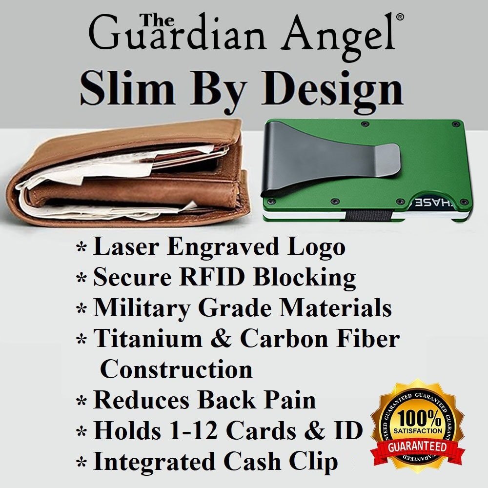 Bright Green Titanium Carbon Fiber RFID Blocking Wallet With Clip