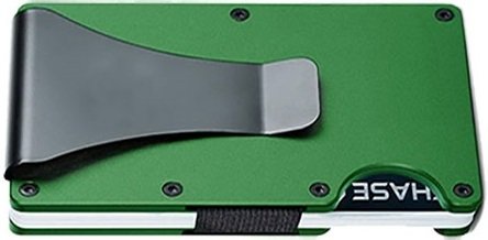Bright Green Titanium Carbon Fiber RFID Blocking Wallet With Clip