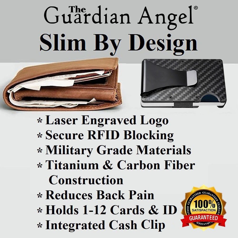 D7 Carbon Fiber Black RFID Blocking Wallet Clip 2