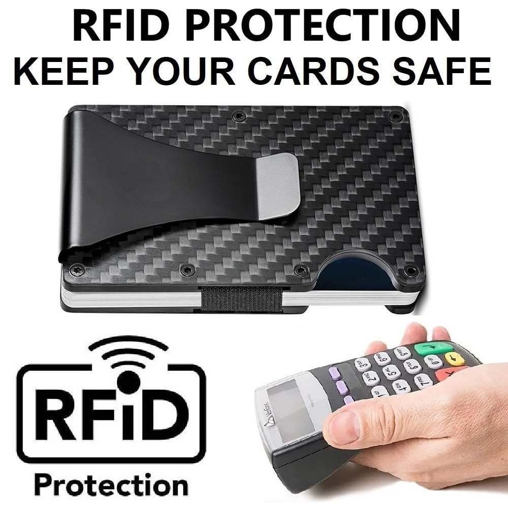 D7 Carbon Fiber Black RFID Blocking Wallet Clip 3