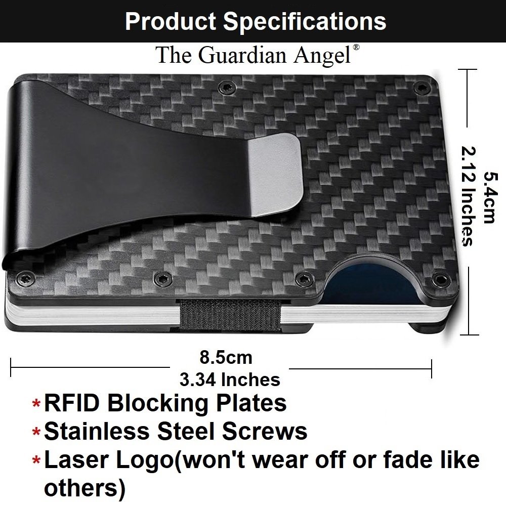 D7 Carbon Fiber Black RFID Blocking Wallet Clip 4