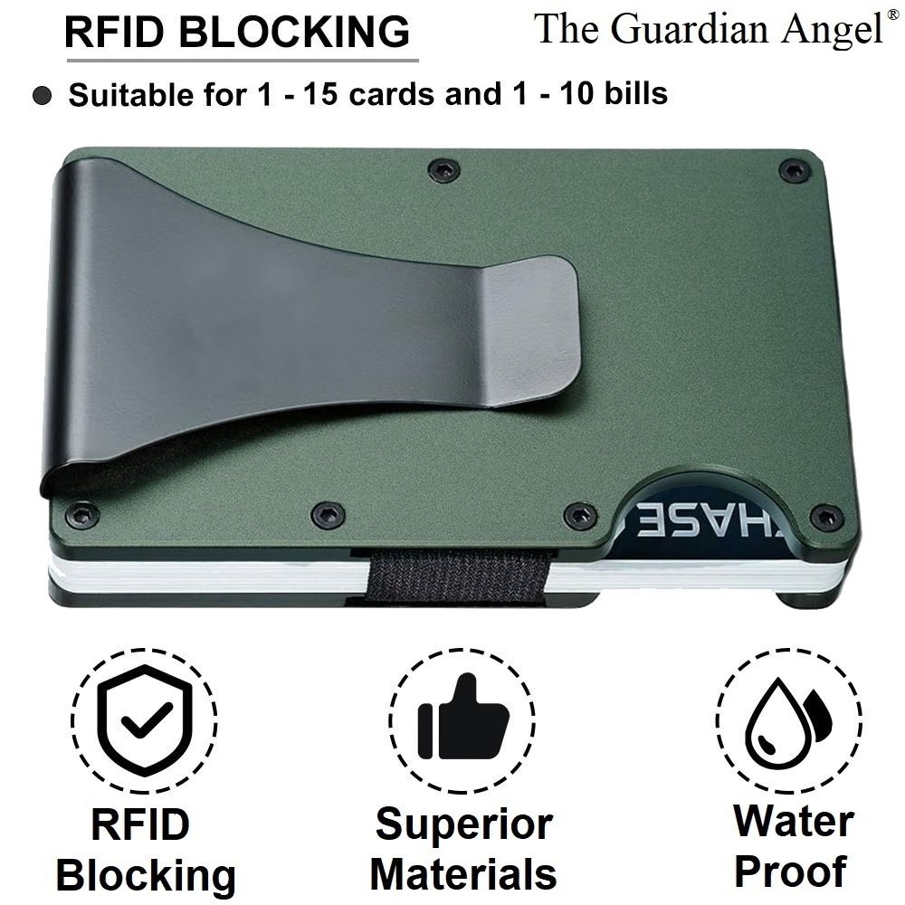 D7 Green RFID Blocking Wallet Clip 3
